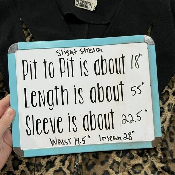 Vintage 80's Black Stretchy Furry Trimmed Leopard Print Bodycon Jumpsuit USA S ? - Picture 7 of 7